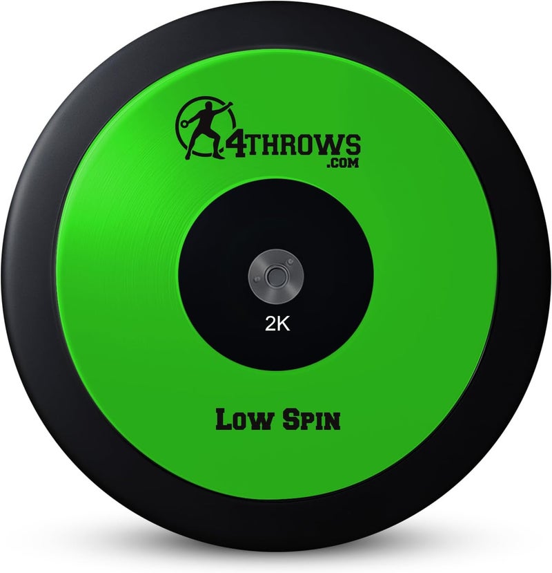 4THROWS Store Low Spin Competition Discus for Track & Field, High School, College, Men & Women — 70% Rim Weight, IAAF World Athletics Certified with Free Carry Bag, Neon Green and Black - Image 1